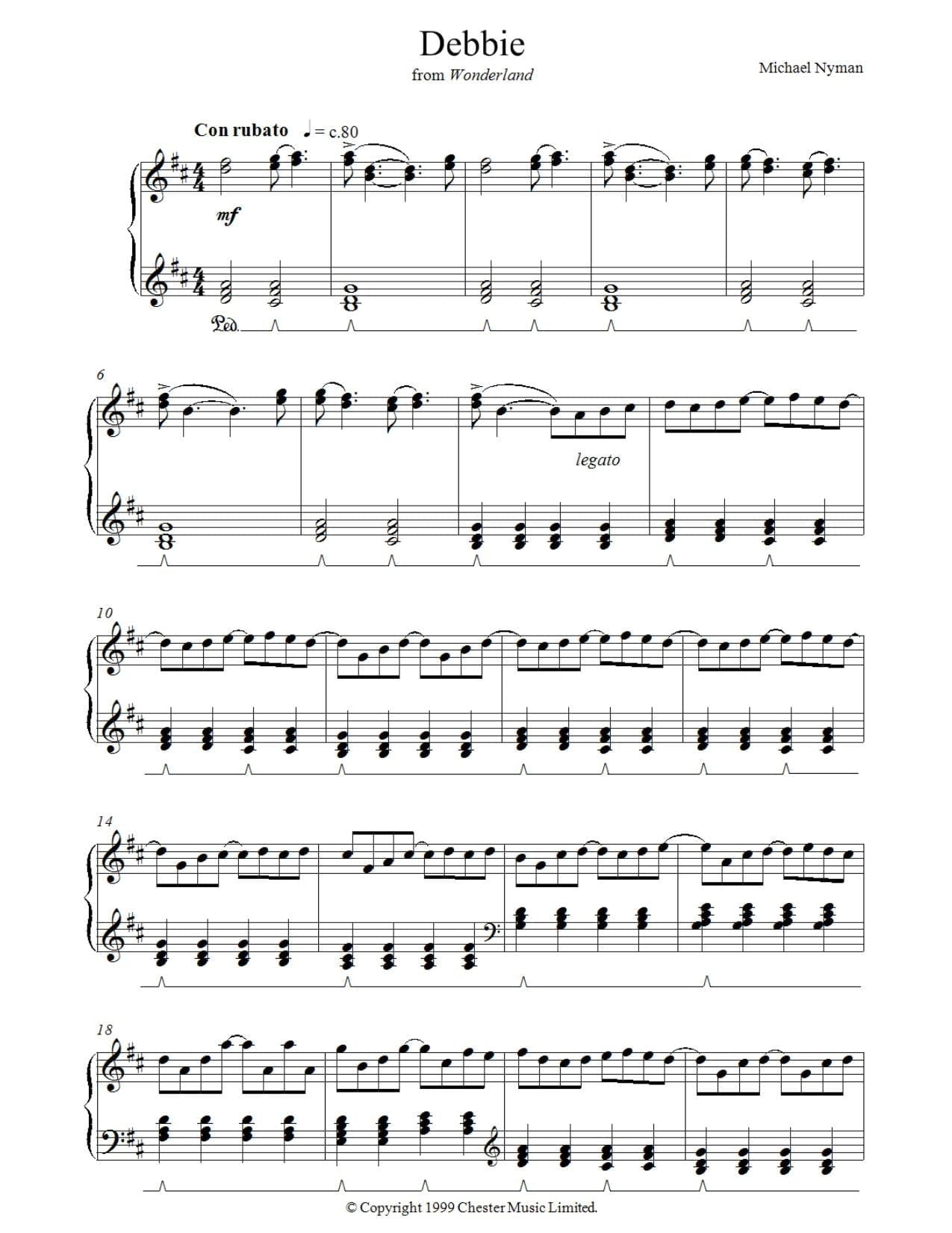 Big My Secret - Music from the film "The Piano" (1) - by Michael Nyman sheet music