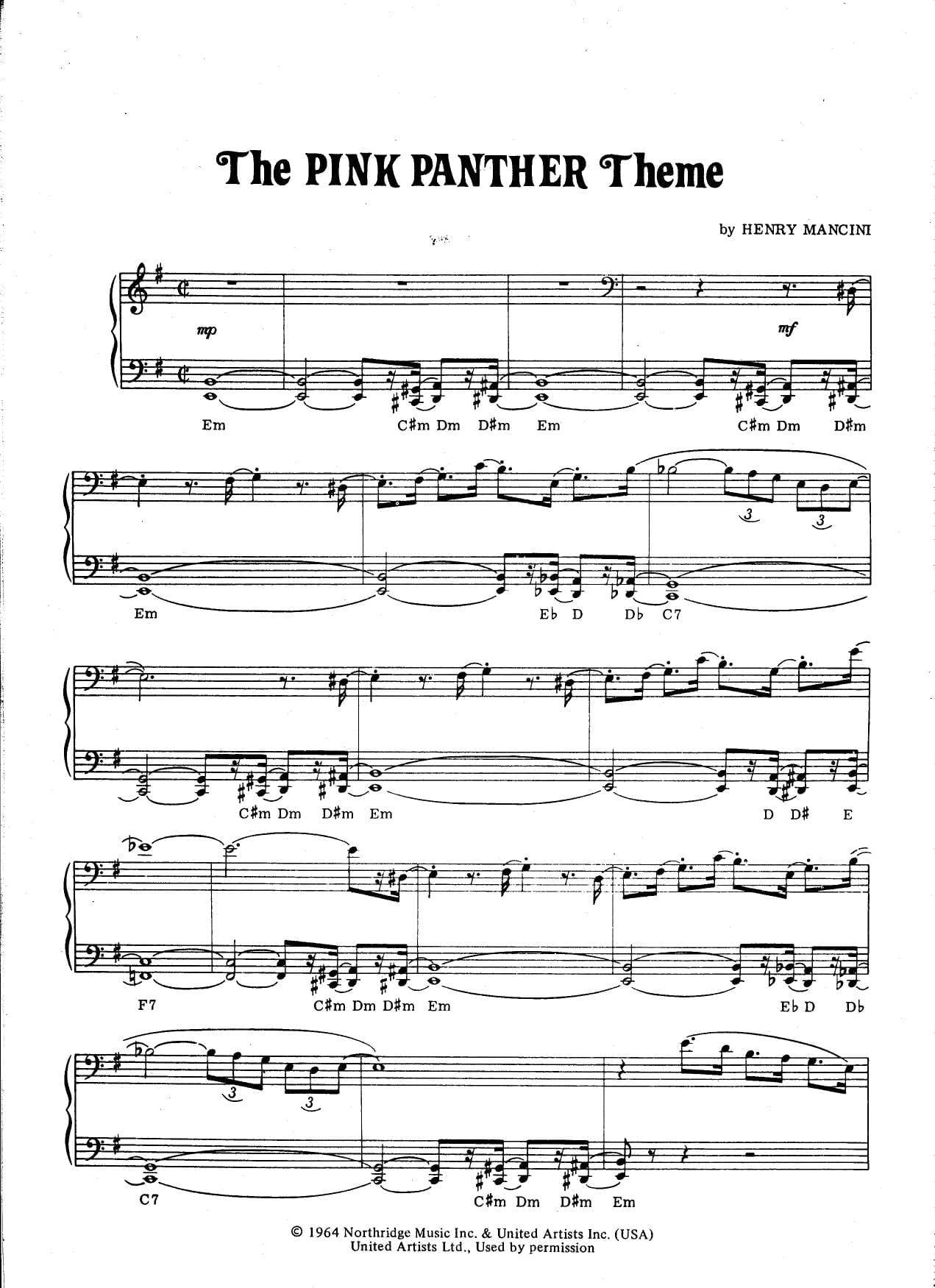 Henry Mancini sheet music download