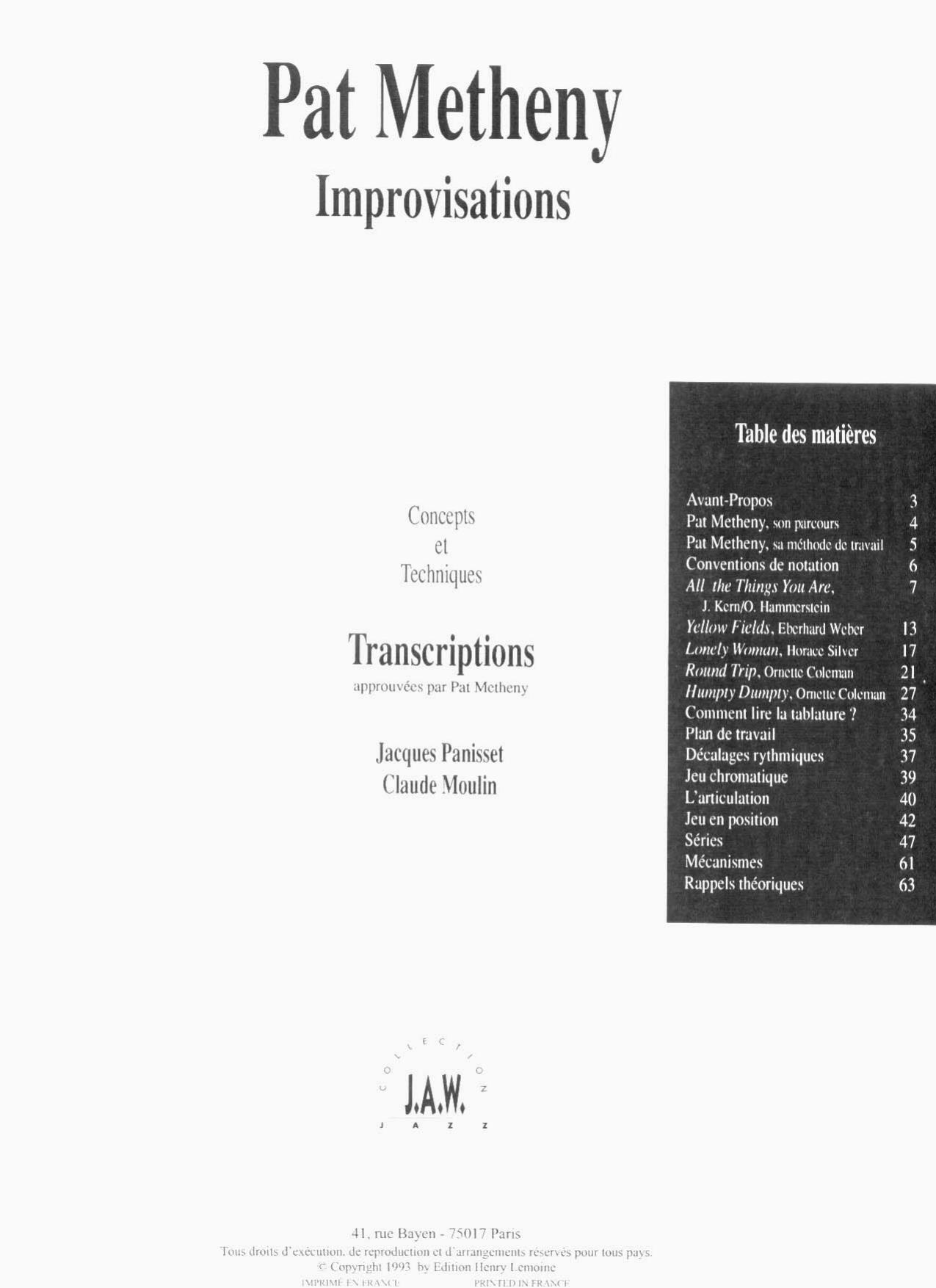 free sheet music pdf Pat Metheny