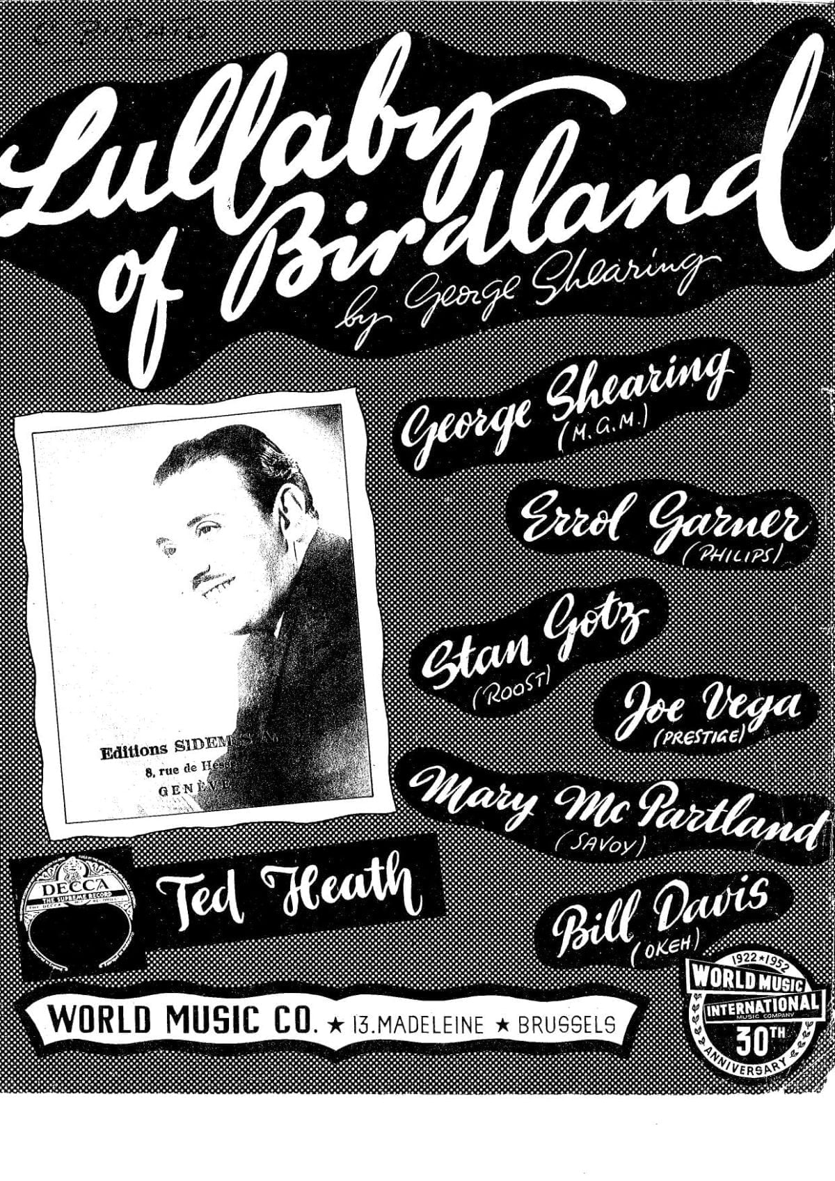 George Shearing – Lullaby of Birdland (transcription sheet music)