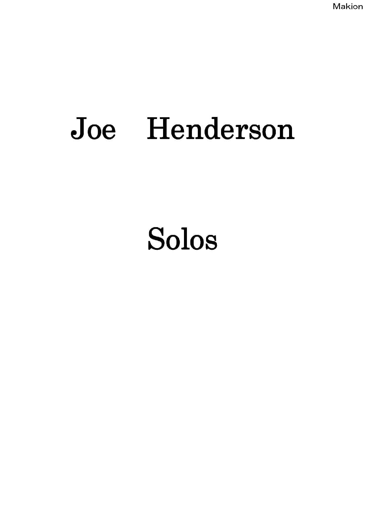 Joe Henderson free sheet music & scores pdf download