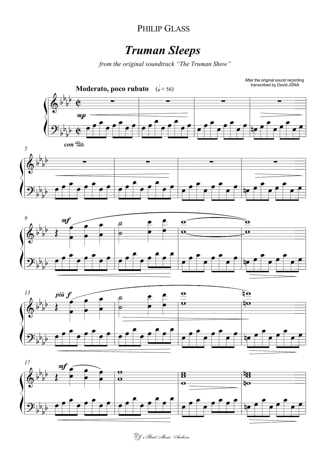 philip glass sheet music score download partitura partition spartiti