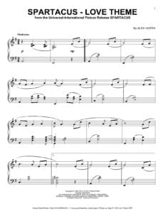 Alex North Spartacus Love Theme piano sheet music sheet music pdf