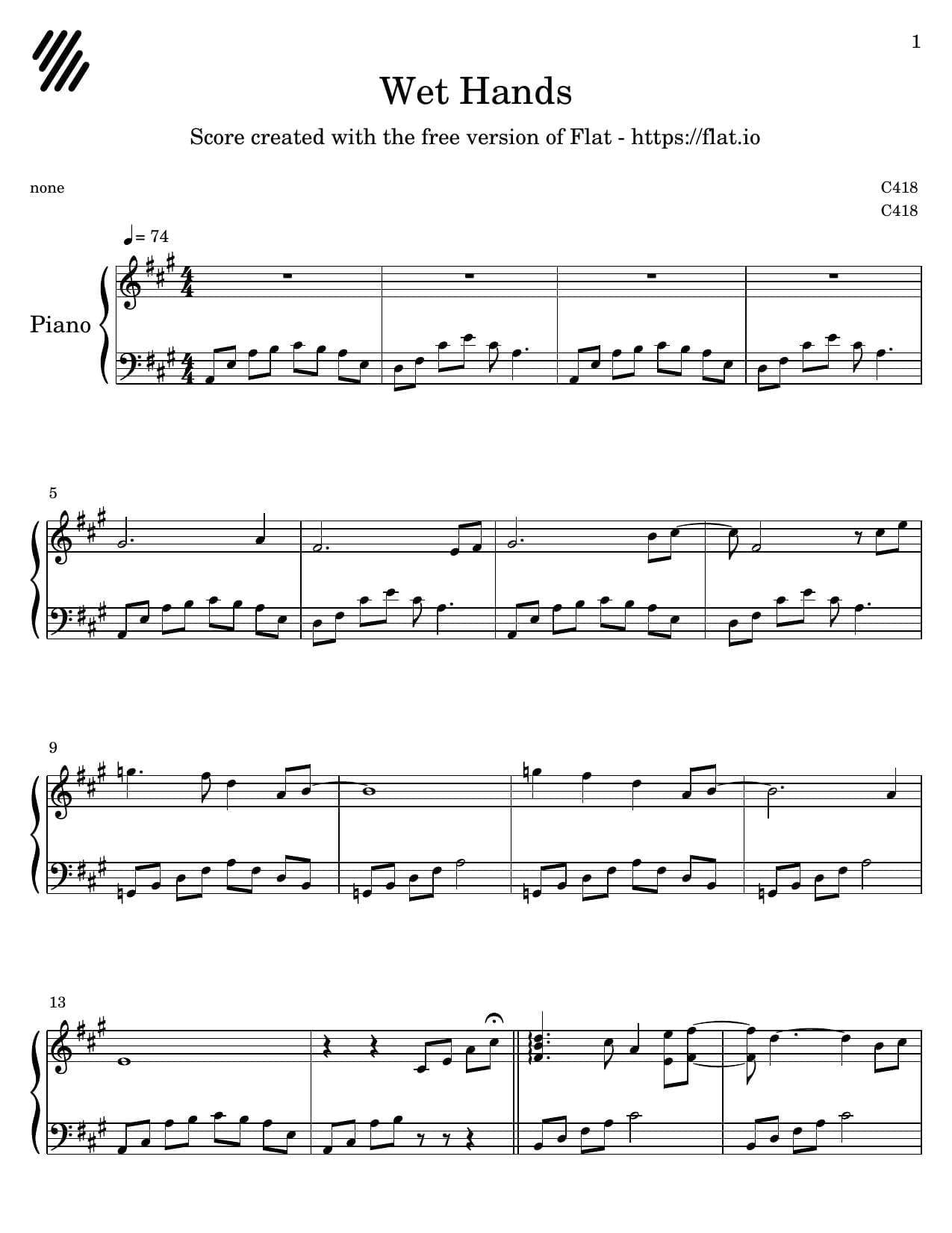 Minecraft Calm 1,2,3 Piano Solo (Minecraft, Sweden, Clark) sheet music, Noten, partitura 楽譜 sheet music score download partitura partition spartiti 楽譜