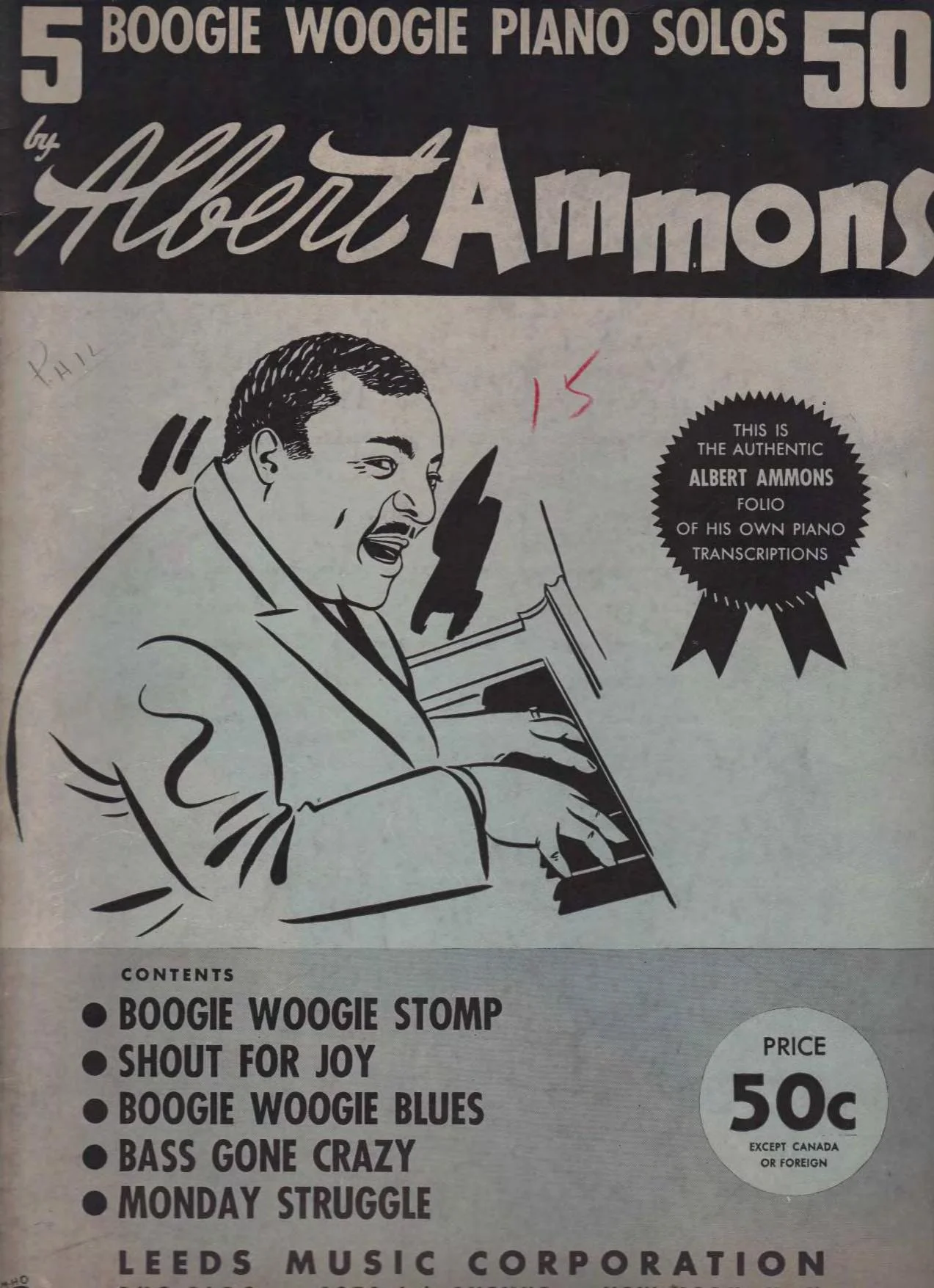 Albert Ammons 5 Boogie Woogie Piano Solos Sheet Music sheet music score download partitura partition spartiti noten