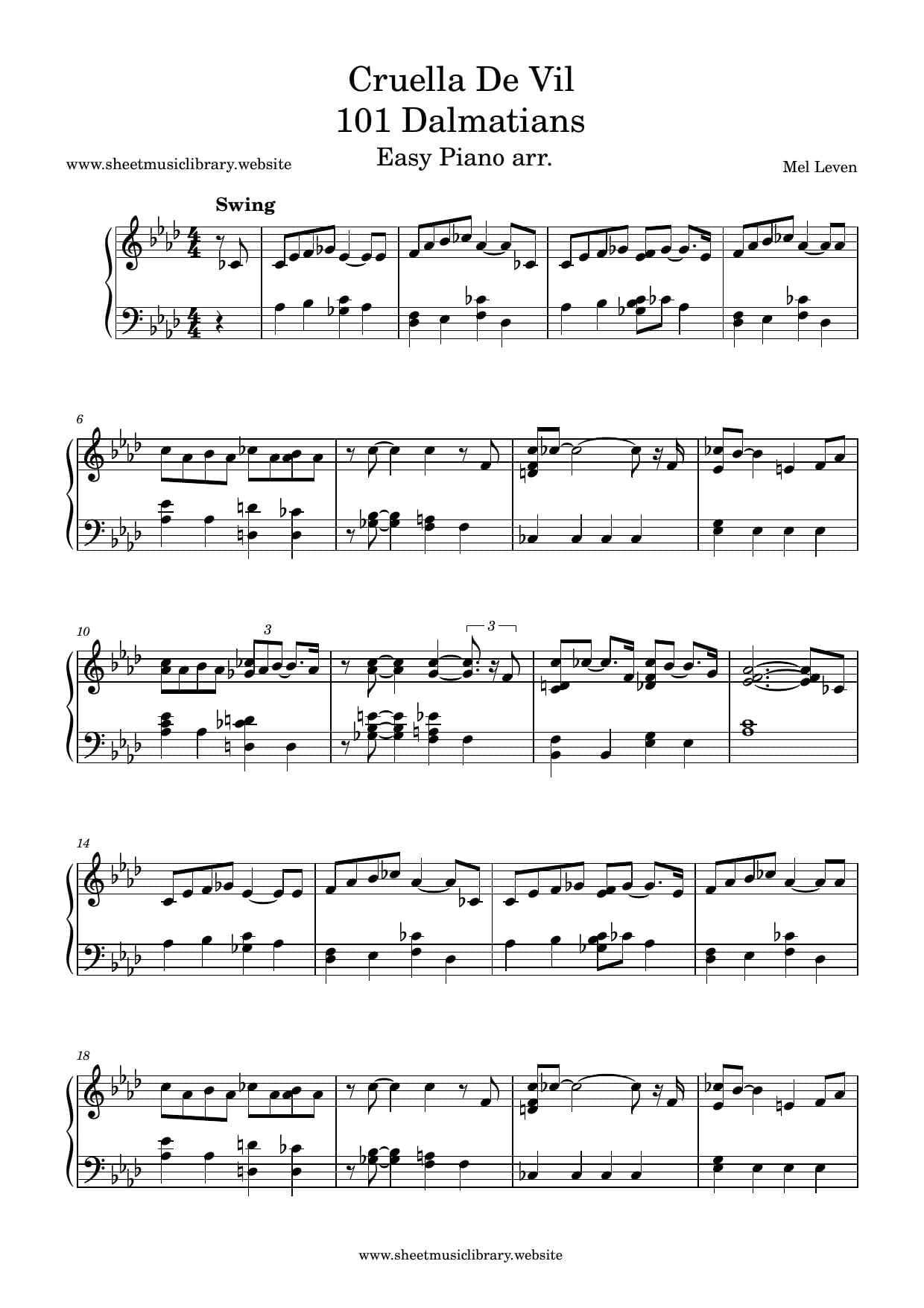 Cruella De Vil - 101 Dalmatians (Musescore File).mscz