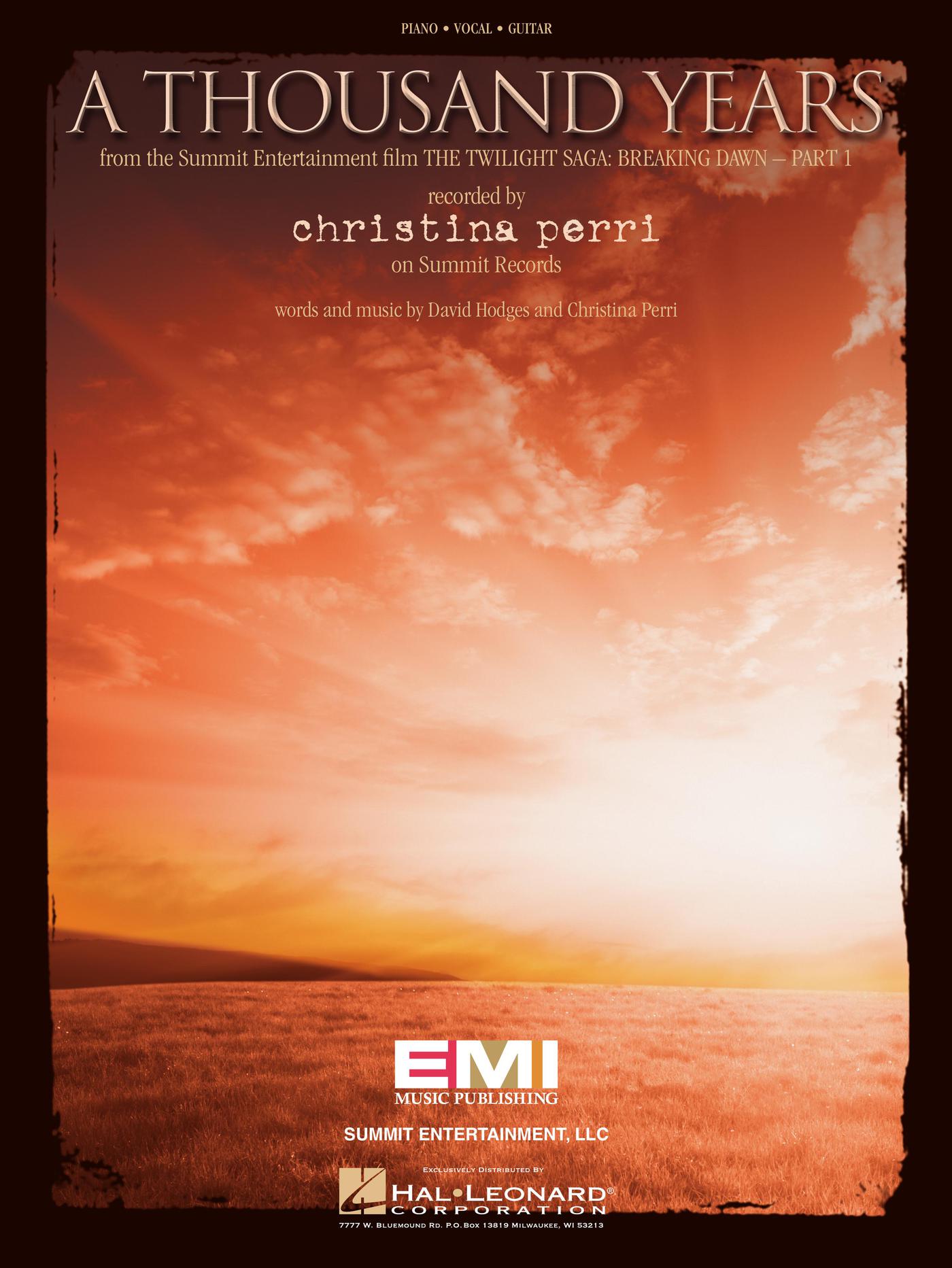 Christina Perri — A Thousand Years (Sheet Music) From The Twilight Saga