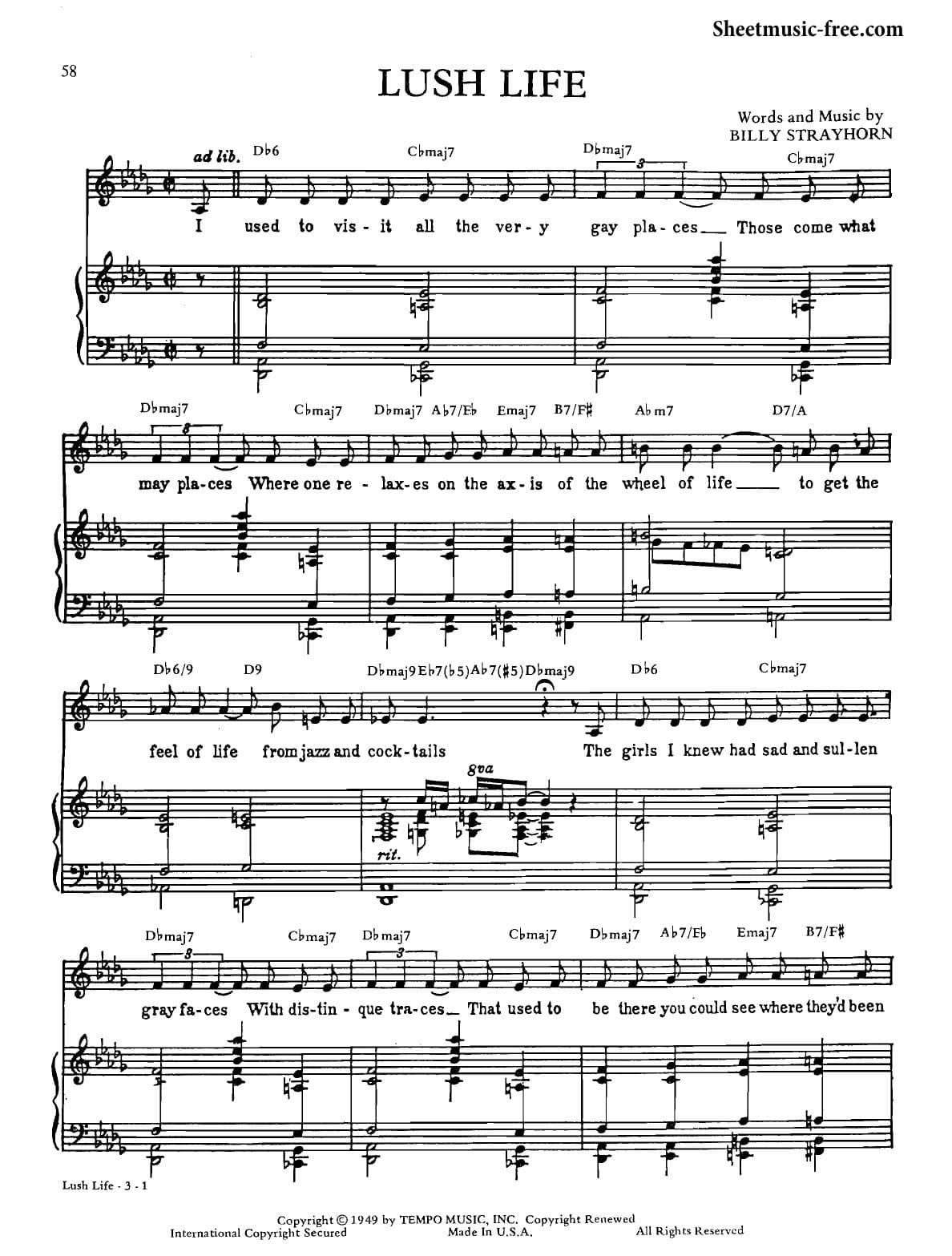 Nat King Cole free sheet music partitura partition noten