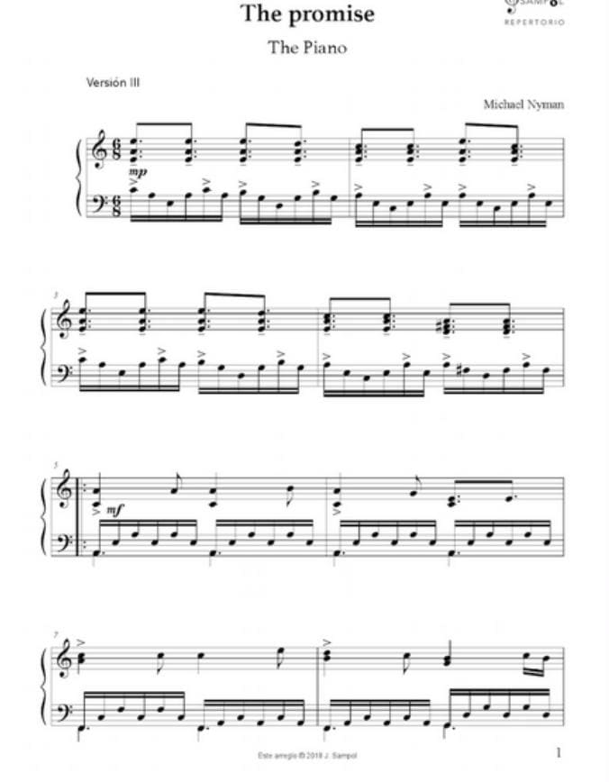 Big My Secret - Music from the film "The Piano" (1) - by Michael Nyman free sheet music partitura partition noten